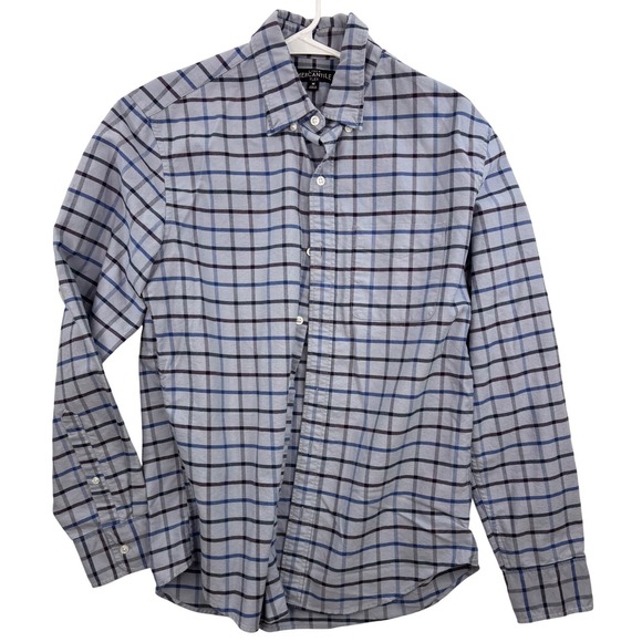 Other - J Crew Mercantile Flex Button Down Men's M Blue Gray Checkered Long Sleeve